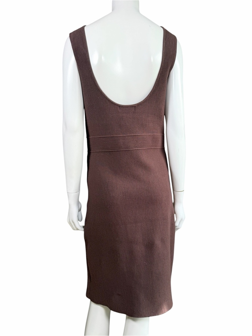 House of Harlow 1960 Brown Rib Knit Open Back Midi Dress L Stretch - Picture 6 of 9